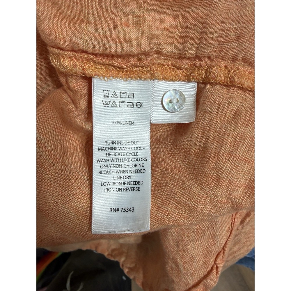 Sigrid Olsen 2X Linen Top Plus Button Down Boho Beach Resort Fall Orange - Picture 7 of 8